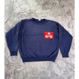 Vtg Victoria Boat Patch Graphic Sweatshirt Mens Size XL Navy Blue Crew Neck